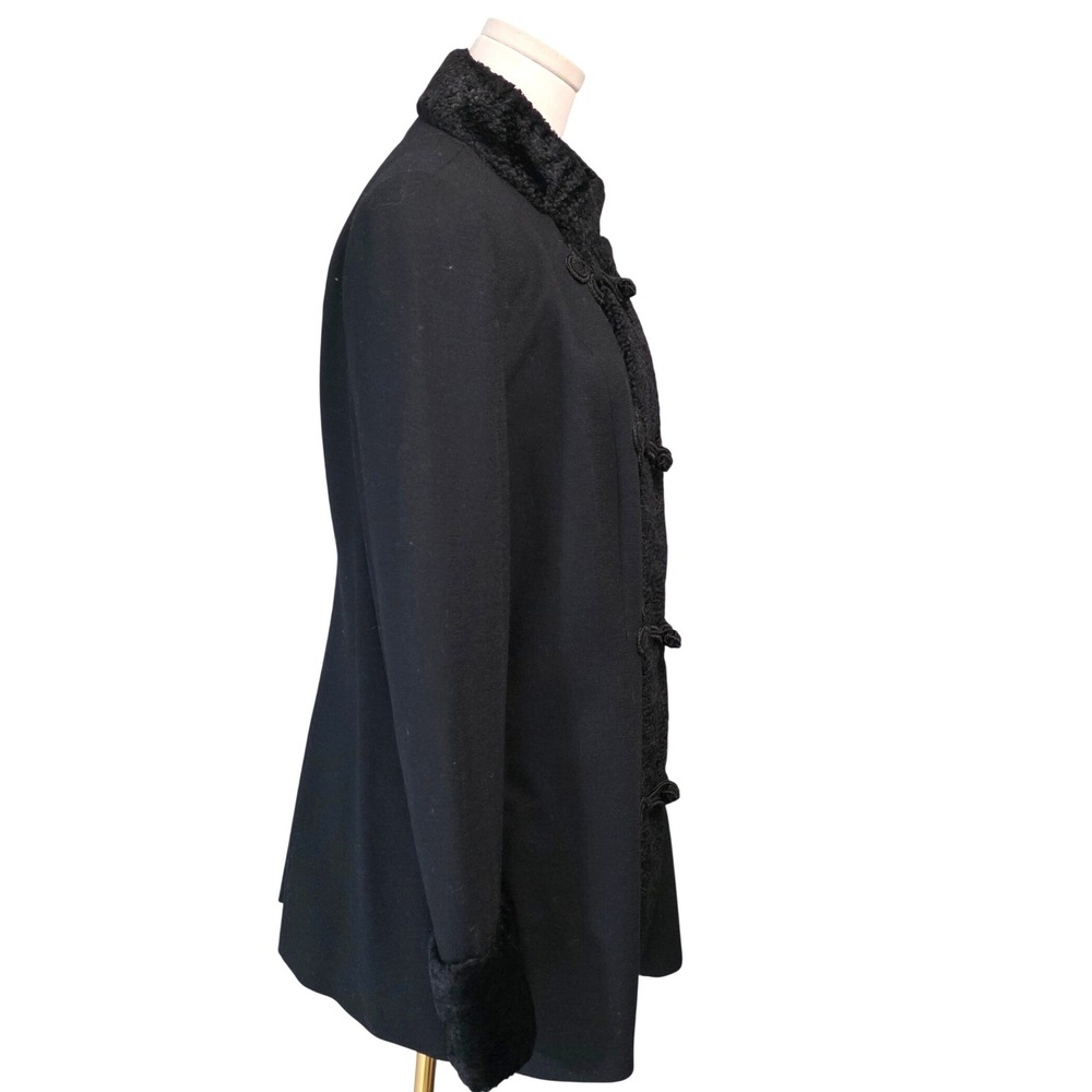 Lilli Ann Jacket Womens M Black Excellent Vintage Persian Lamb Fur Frog Closure - Picture 9 of 15